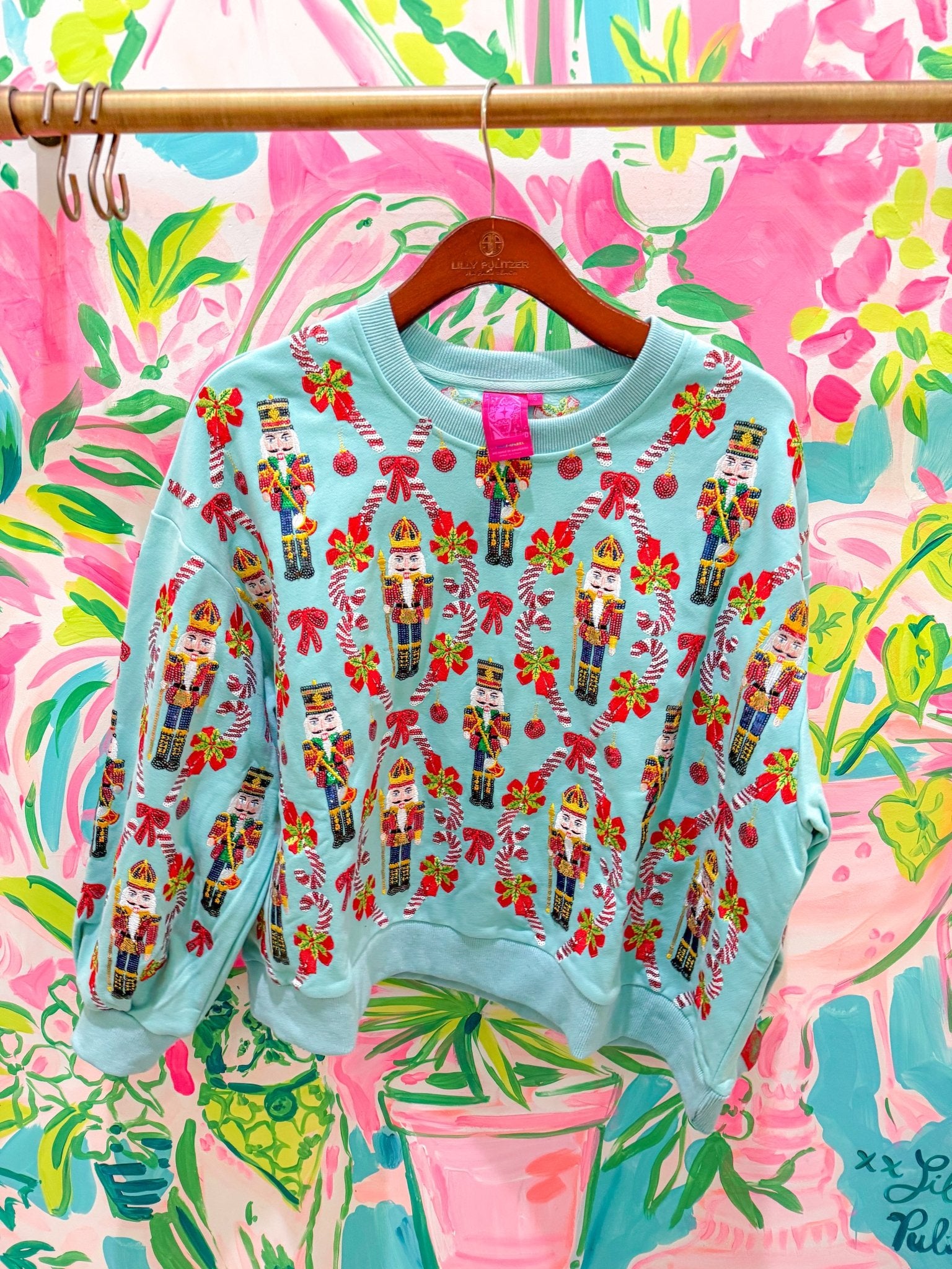 Aqua Gingerbread & Candy Cane SweatshirtQueen of SparklesThe Printed Peach Savannah