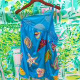 Aqua Multi Shell One Shoulder Cotton DressQueen of SparklesThe Printed Peach Savannah