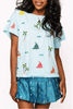 Aqua Sail Boat & Palm Tree Icon TeeHeartland Retail ItemsQueen of SparklesThe Printed Peach Savannah