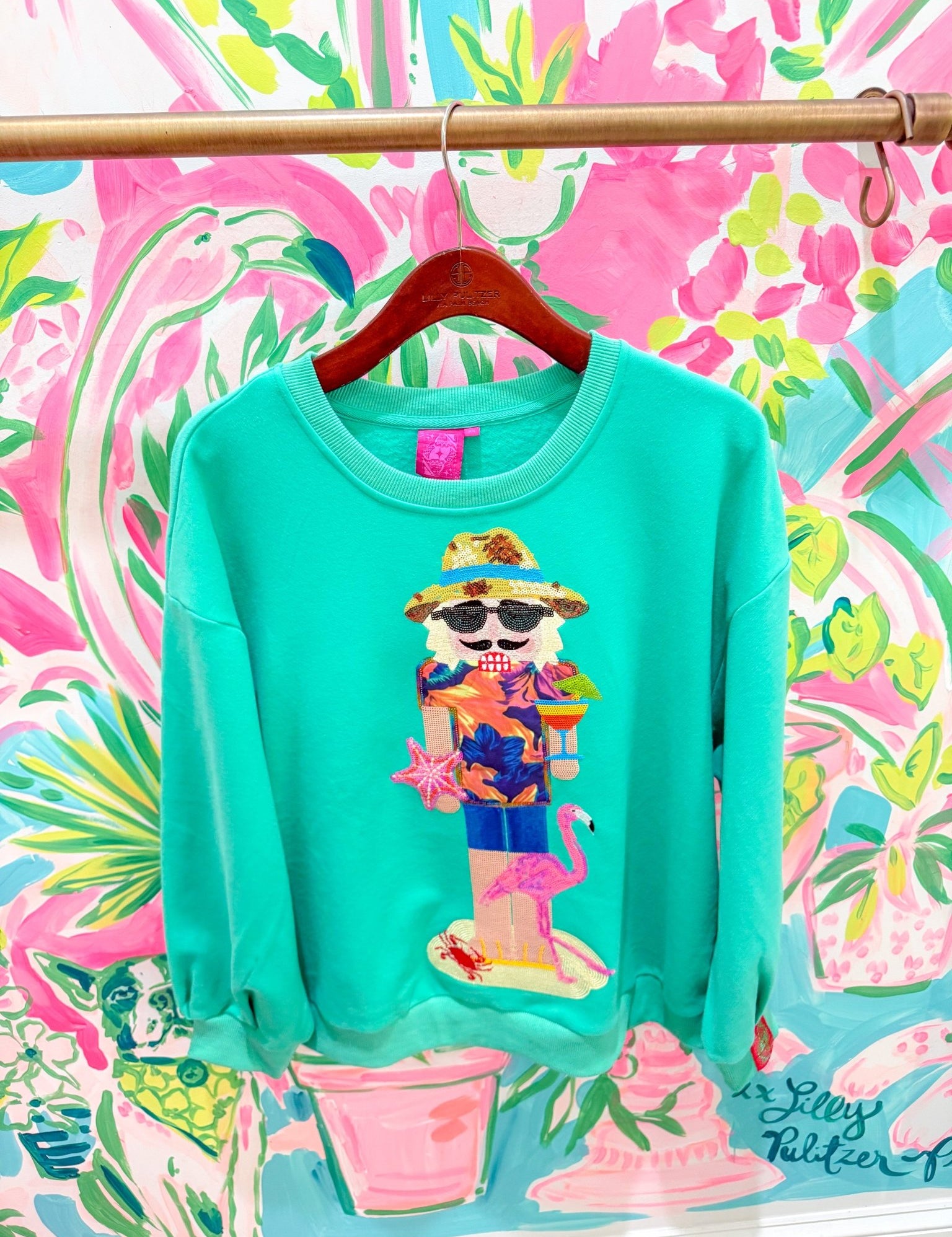 Aqua Tropical Vacation Nutcracker SweatshirtQueen of SparklesThe Printed Peach Savannah