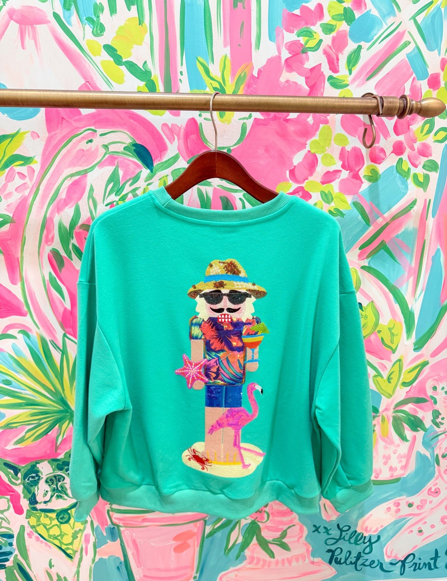 Aqua Tropical Vacation Nutcracker SweatshirtQueen of SparklesThe Printed Peach Savannah