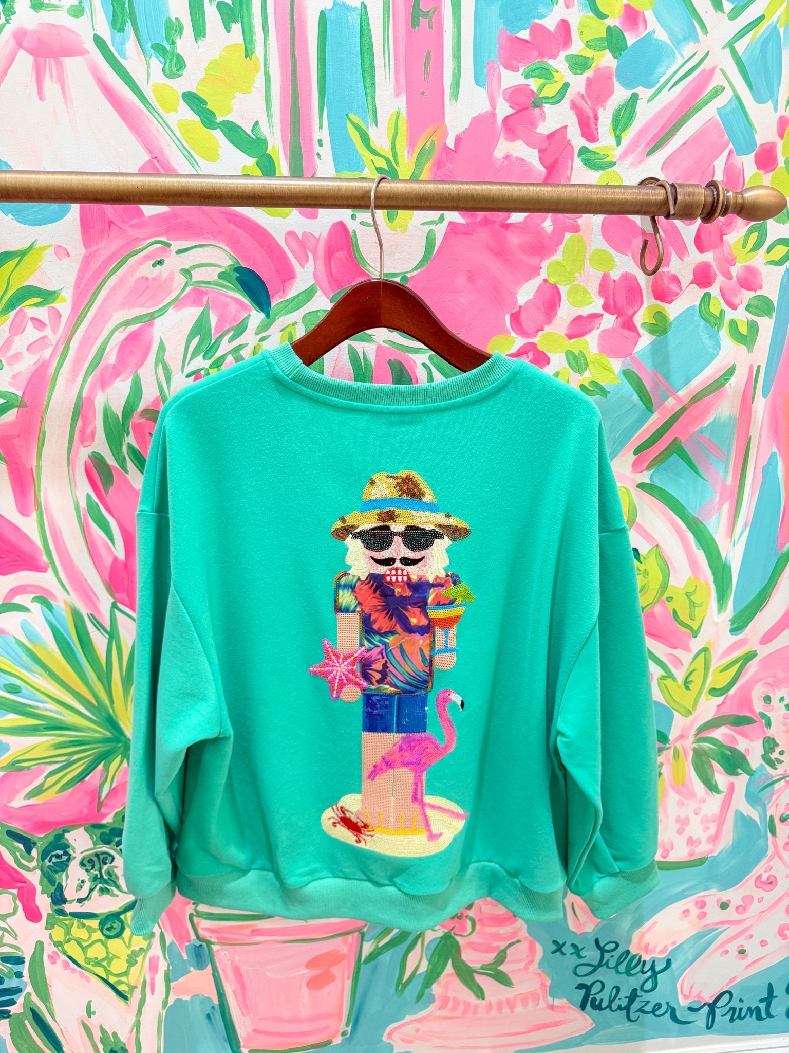 Aqua Tropical Vacation Nutcracker SweatshirtQueen of SparklesThe Printed Peach Savannah