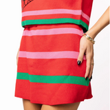 Red, Green & Pink Stripe Skirt