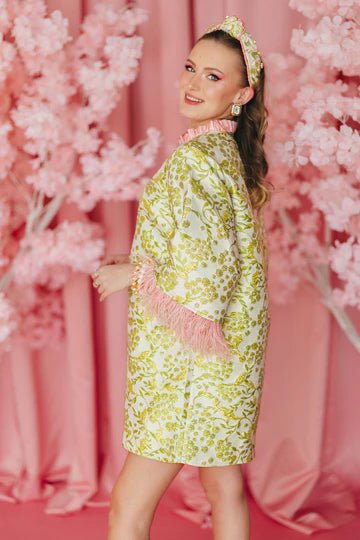 BC Caftan - Chartreuse and Blush with FeathersHeartland Retail ItemsBrianna CannonThe Printed Peach Savannah
