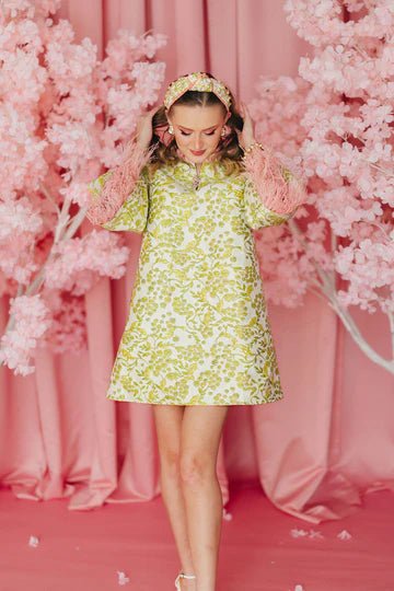 BC Caftan - Chartreuse and Blush with FeathersHeartland Retail ItemsBrianna CannonThe Printed Peach Savannah