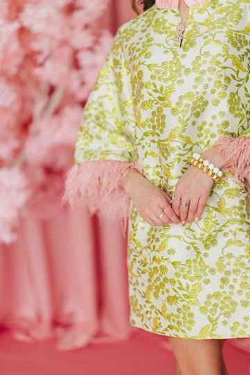 BC Caftan - Chartreuse and Blush with FeathersHeartland Retail ItemsBrianna CannonThe Printed Peach Savannah