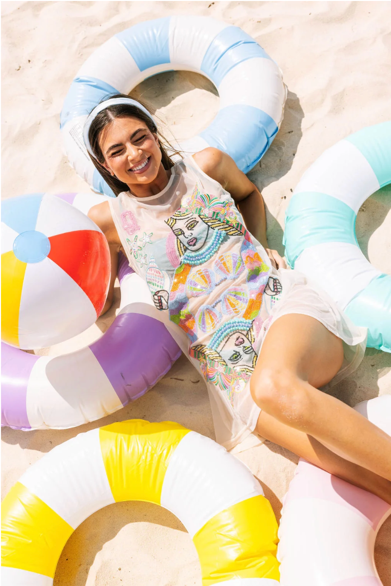 Beige Beach QOS Queen Card Sheer Tank CoverupWomen - Swim - Cover UpsQueen of SparklesThe Printed Peach Savannah