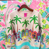 Beige Beach Scene SweatshirtQueen of SparklesThe Printed Peach Savannah