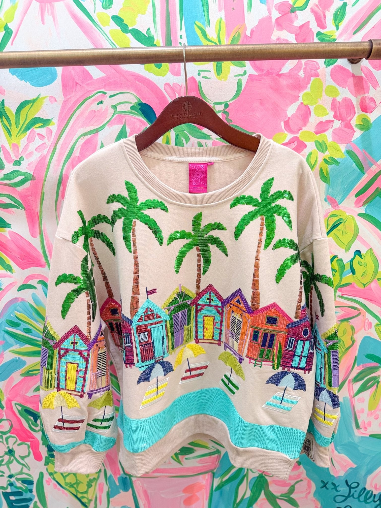 Beige Beach Scene SweatshirtQueen of SparklesThe Printed Peach Savannah