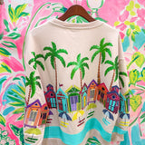 Beige Beach Scene SweatshirtQueen of SparklesThe Printed Peach Savannah