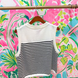 Beige & Black Striped Croissant Knit VestQueen of SparklesThe Printed Peach Savannah