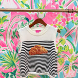 Beige & Black Striped Croissant Knit VestQueen of SparklesThe Printed Peach Savannah