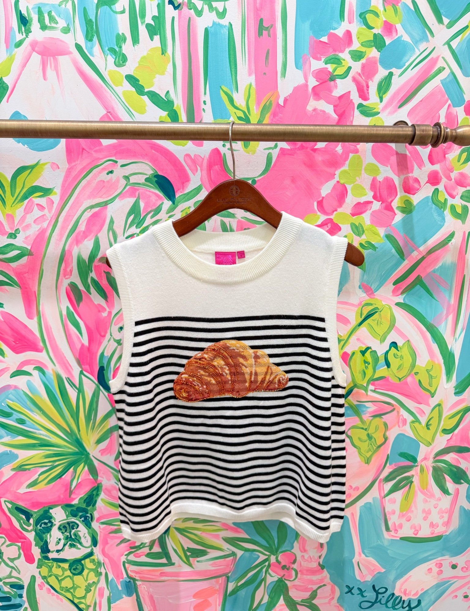 Beige & Black Striped Croissant Knit VestQueen of SparklesThe Printed Peach Savannah