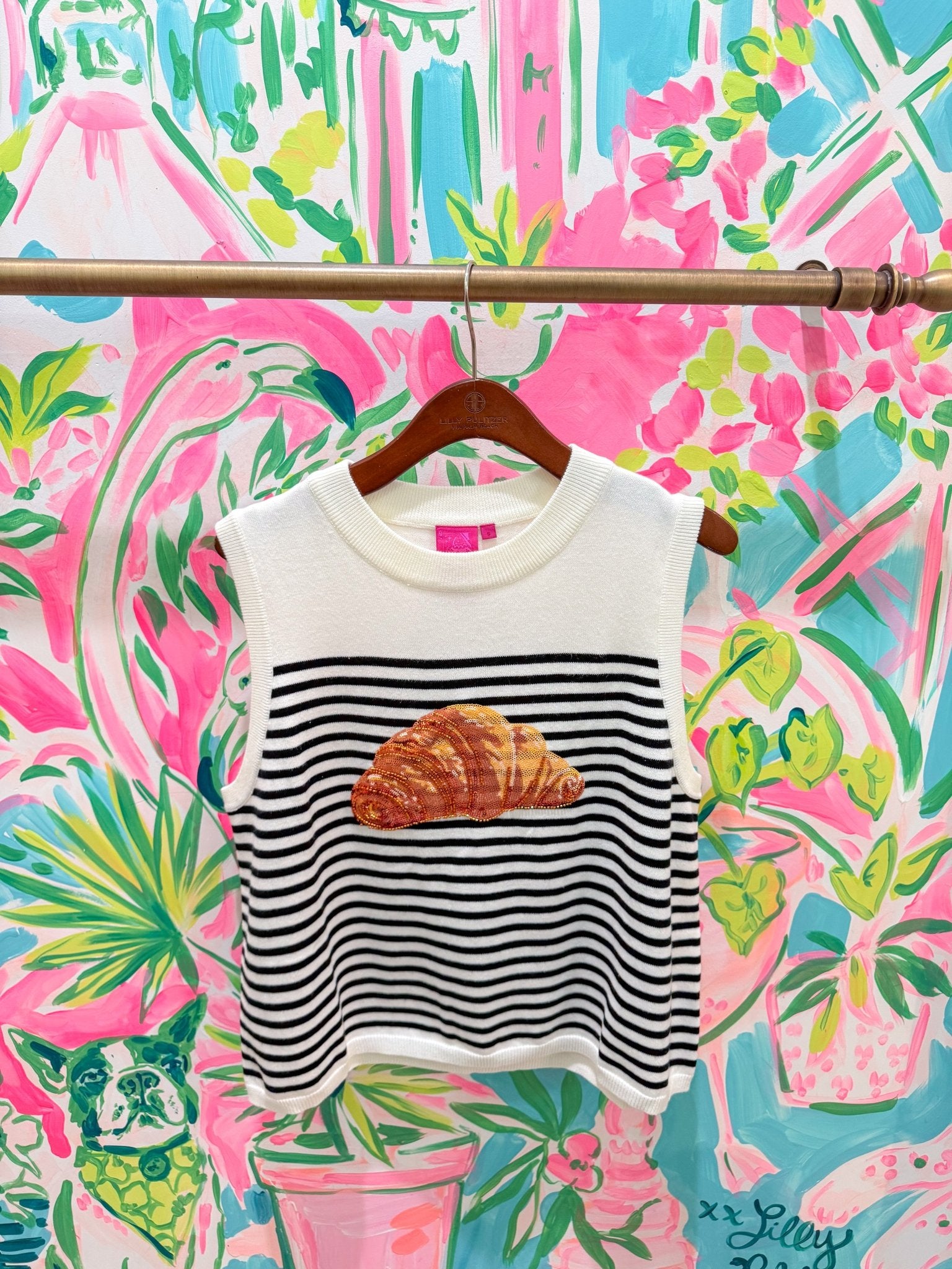 Beige & Black Striped Croissant Knit VestQueen of SparklesThe Printed Peach Savannah