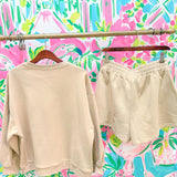 Beige Colorblock Bandana QOS Card Logo ShortQueen of SparklesThe Printed Peach Savannah