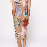 Beige Multi Shell Coverup Midi DressHeartland Retail ItemsQueen of SparklesThe Printed Peach Savannah