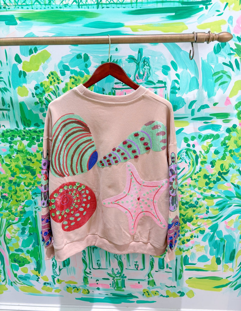 Beige Multi Shell SweatshirtQueen of SparklesThe Printed Peach Savannah