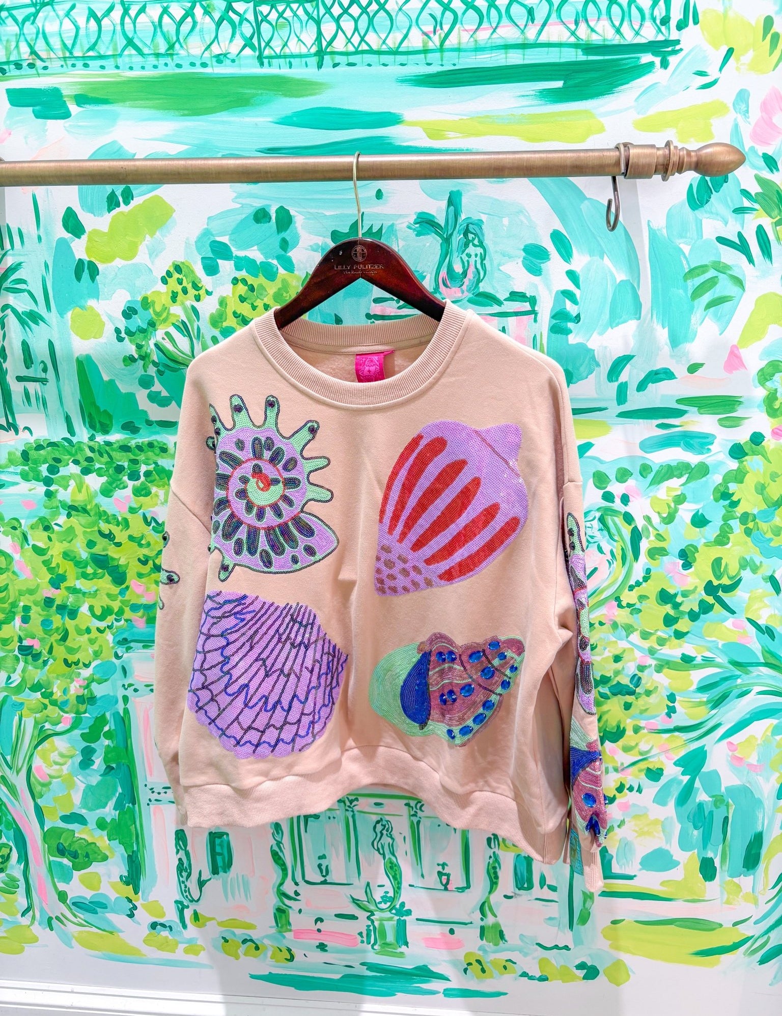 Beige Multi Shell SweatshirtQueen of SparklesThe Printed Peach Savannah