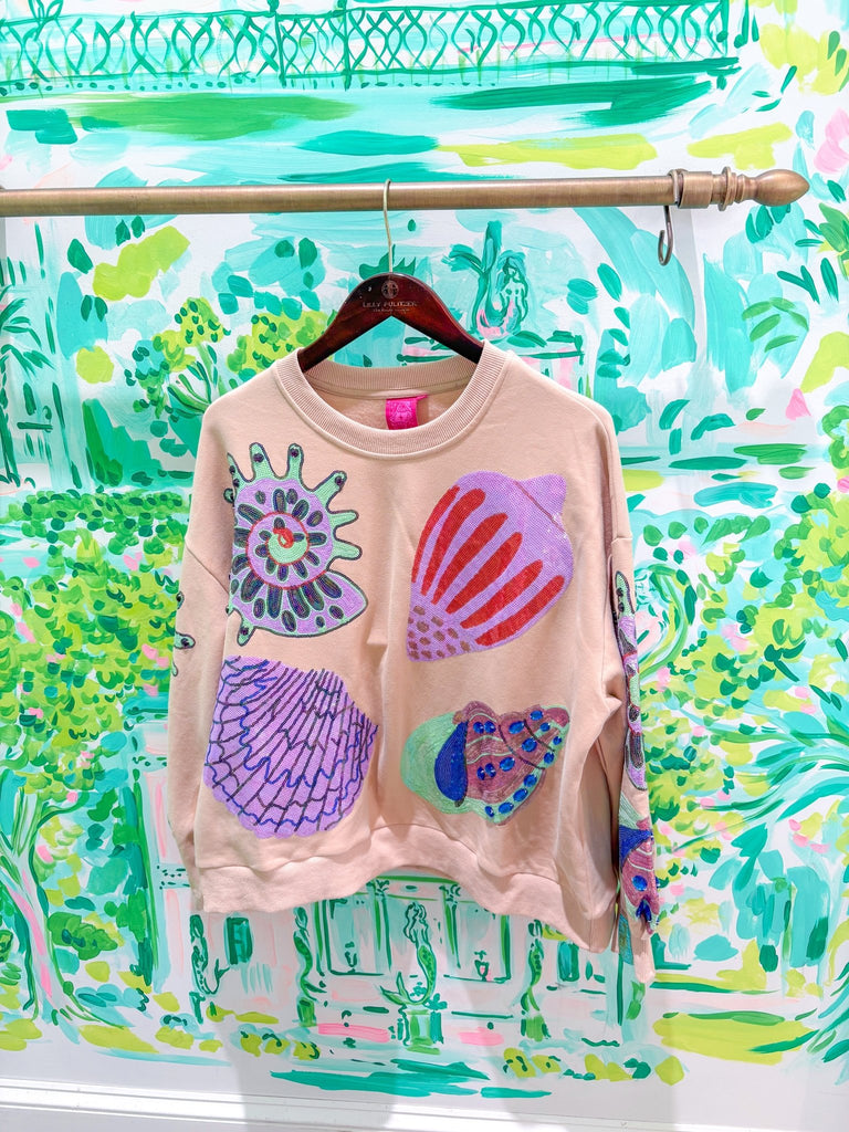 Beige Multi Shell SweatshirtQueen of SparklesThe Printed Peach Savannah