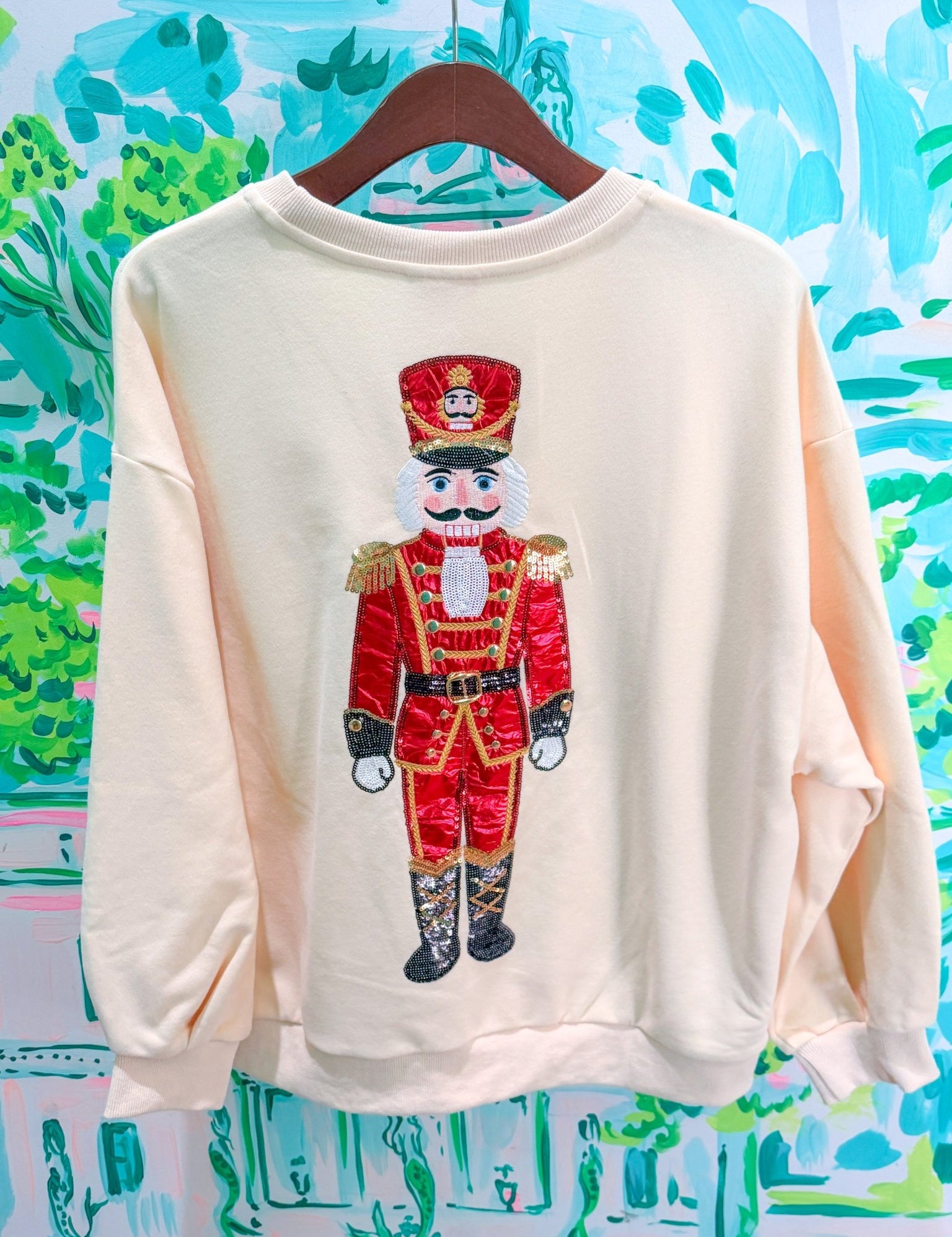 Beige & Red Metallic Nutcracker Soldier SweatshirtLILLY PULITZERThe Printed Peach Savannah