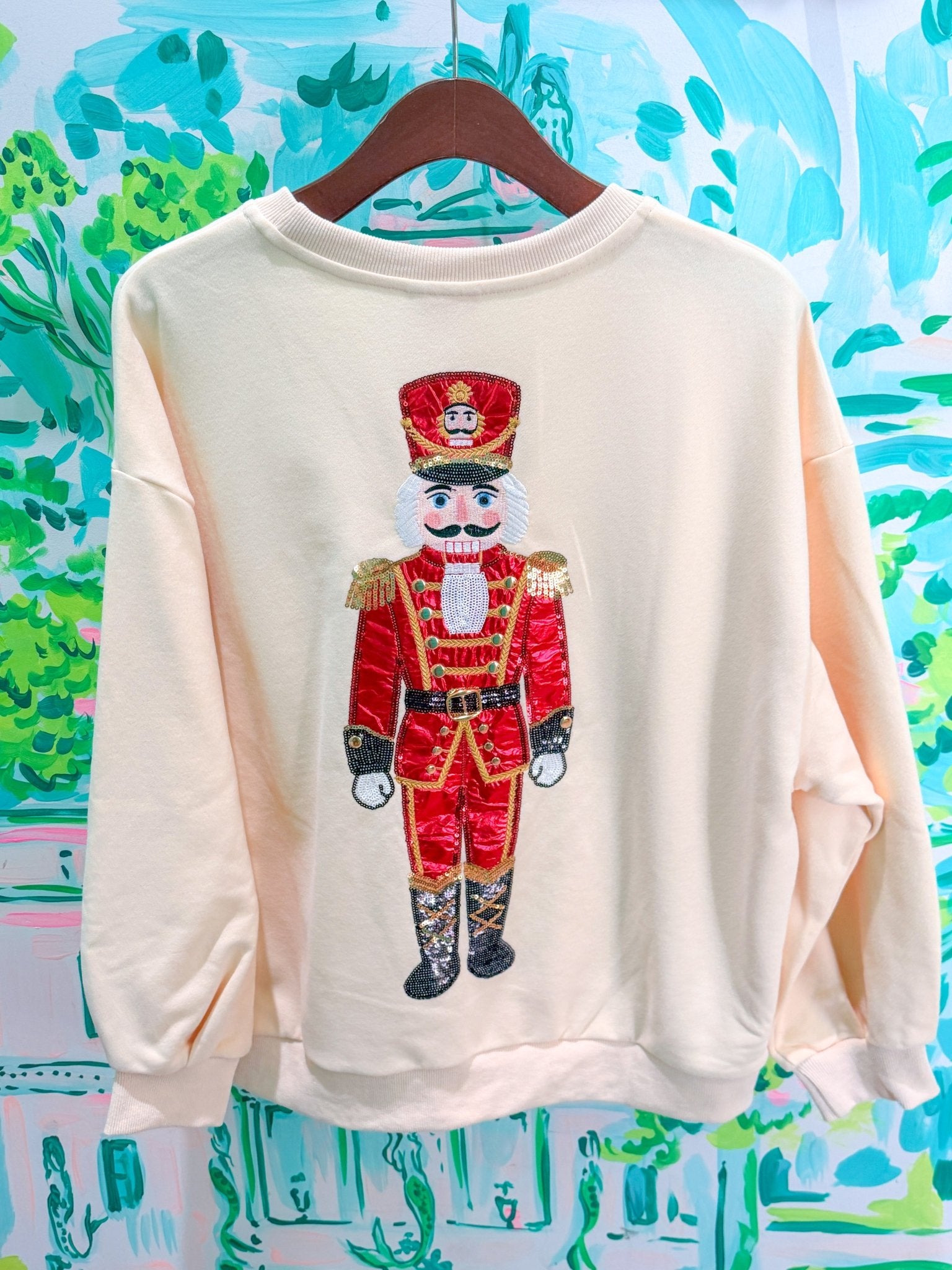 Beige & Red Metallic Nutcracker Soldier SweatshirtLILLY PULITZERThe Printed Peach Savannah