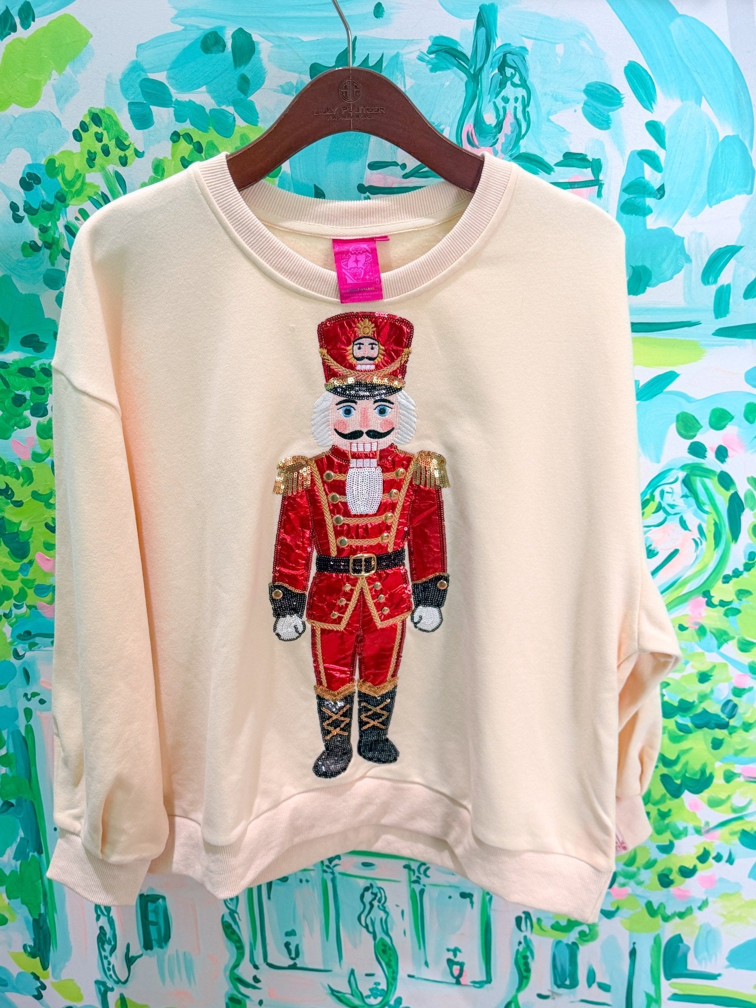 Beige & Red Metallic Nutcracker Soldier SweatshirtLILLY PULITZERThe Printed Peach Savannah