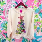 Beige Shell Christmas Tree SweatshirtQueen of SparklesThe Printed Peach Savannah