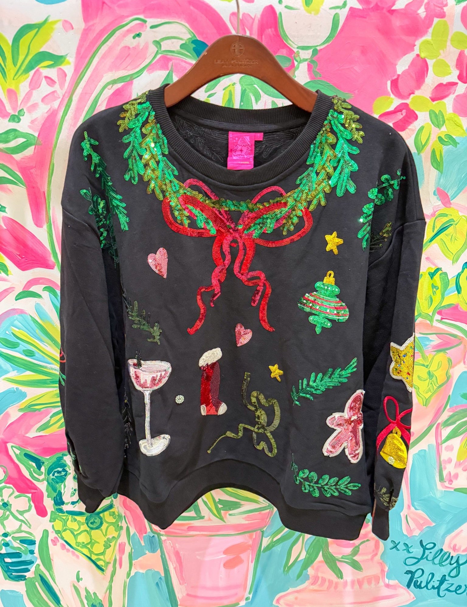 Black Christmas Icon SweatshirtQueen of SparklesThe Printed Peach Savannah