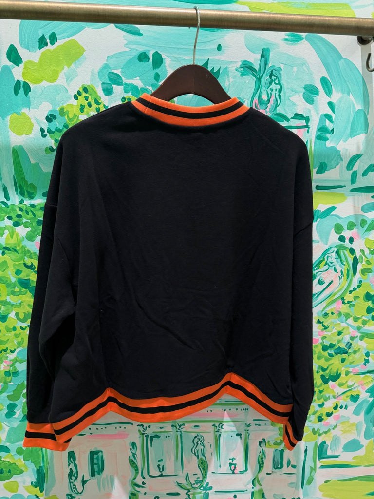 Black Halloween Pumpkin Candy Bucket SweatshirtWomens - Tops - Sweatshirts & PopoversQueen of SparklesThe Printed Peach Savannah