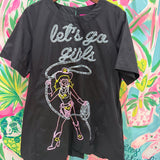 Black 'Let's Go Girls' Lassoing Cowgirl Cotton DressQueen of SparklesThe Printed Peach Savannah
