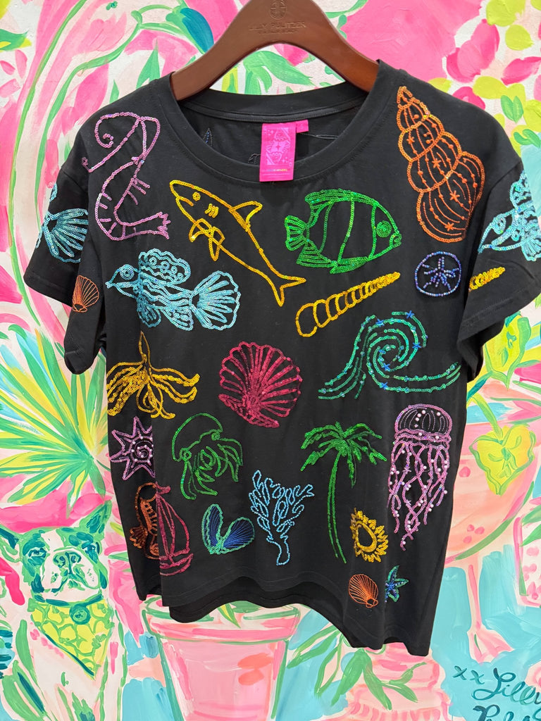 Black Multi Sea Icon Outline TeeHeartland Retail ItemsQueen of SparklesThe Printed Peach Savannah
