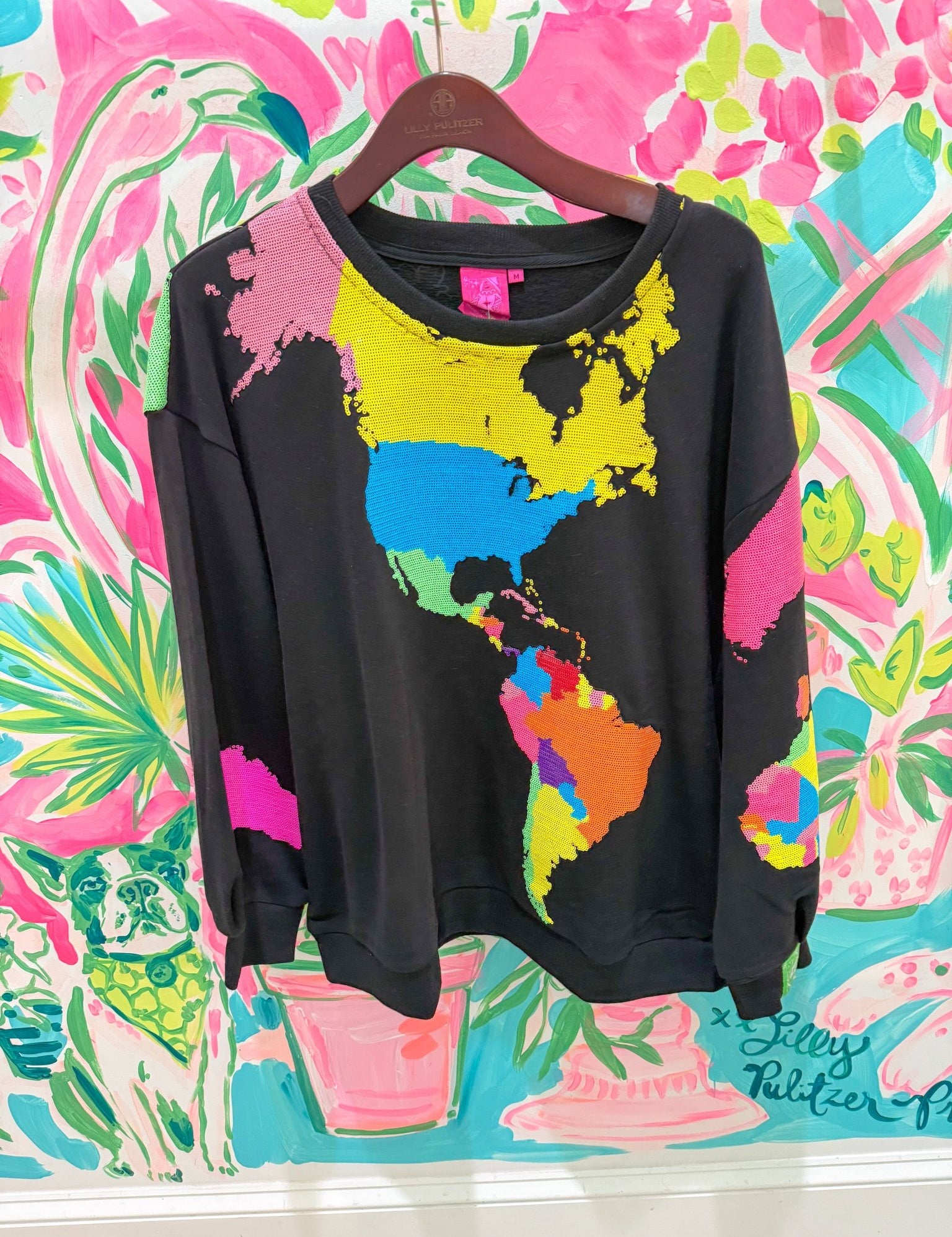 Black Multi World SweatshirtQueen of SparklesThe Printed Peach Savannah