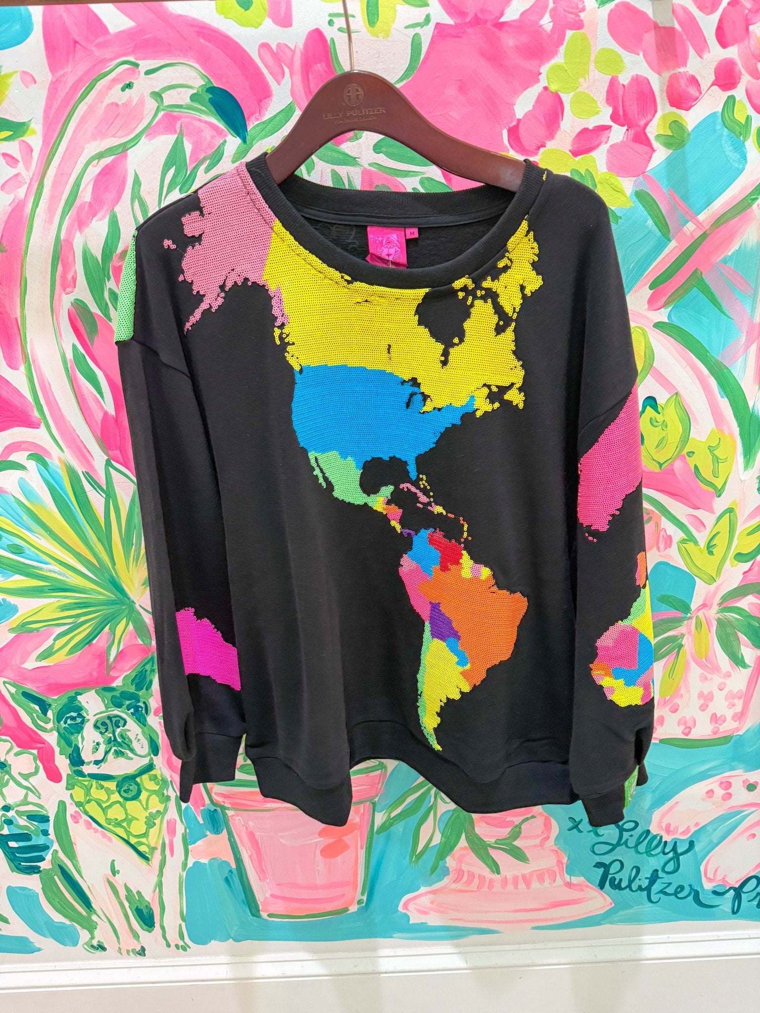 Black Multi World SweatshirtQueen of SparklesThe Printed Peach Savannah