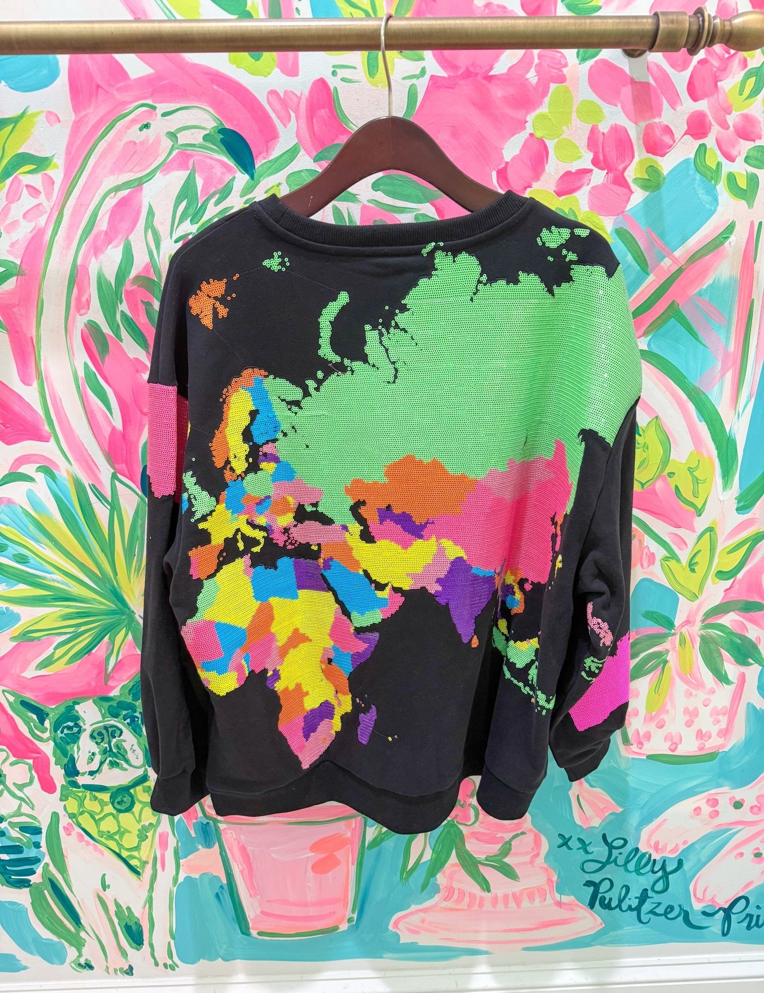 Black Multi World SweatshirtQueen of SparklesThe Printed Peach Savannah