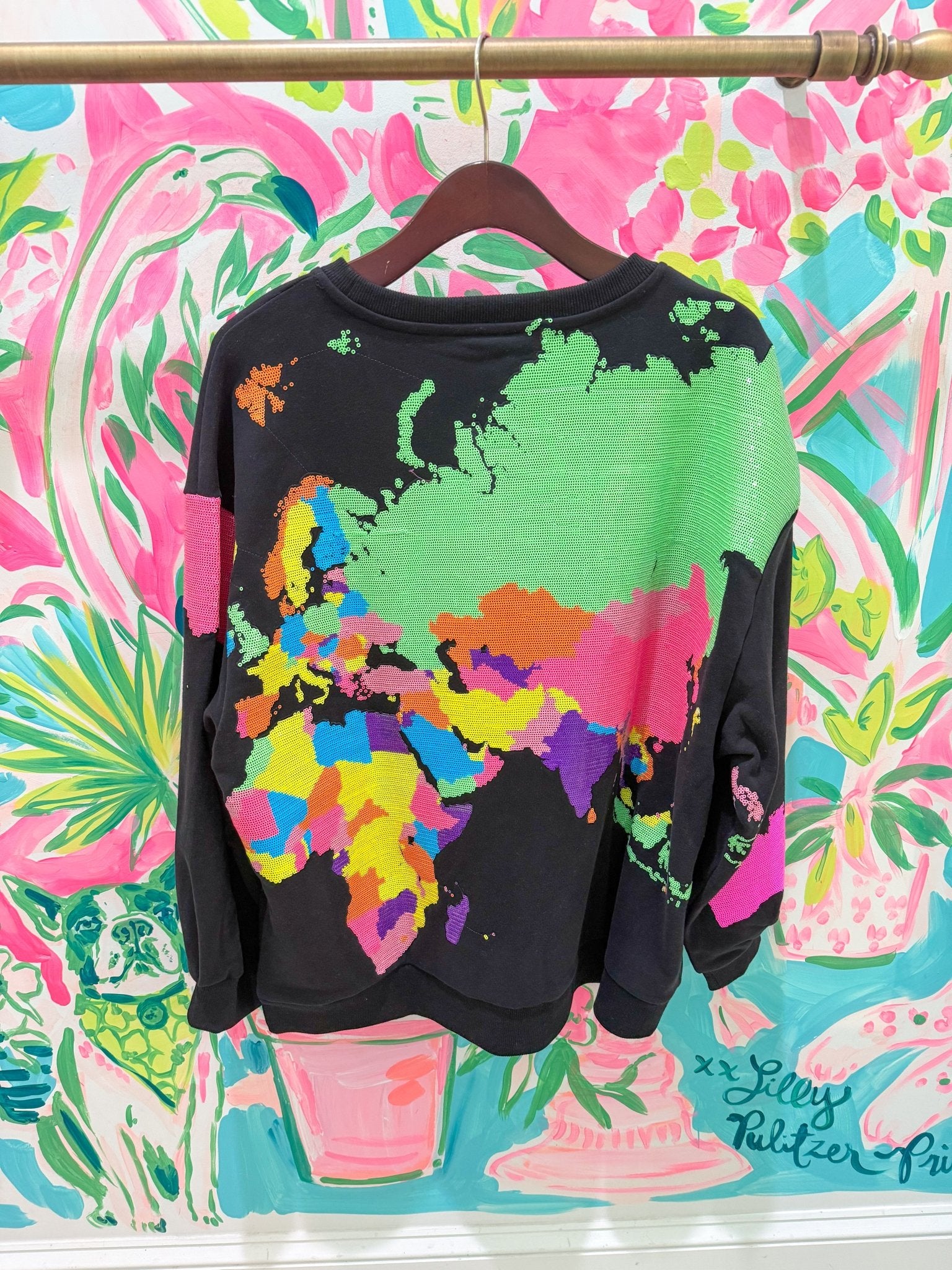 Black Multi World SweatshirtQueen of SparklesThe Printed Peach Savannah