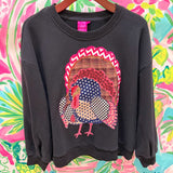 Black Patchwork Turkey SweatshirtQueen of SparklesThe Printed Peach Savannah