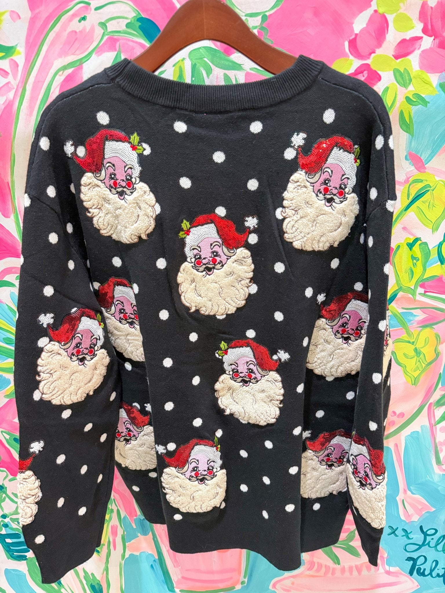 Black & White Polka Dot Scattered Santa SweaterQueen of SparklesThe Printed Peach Savannah