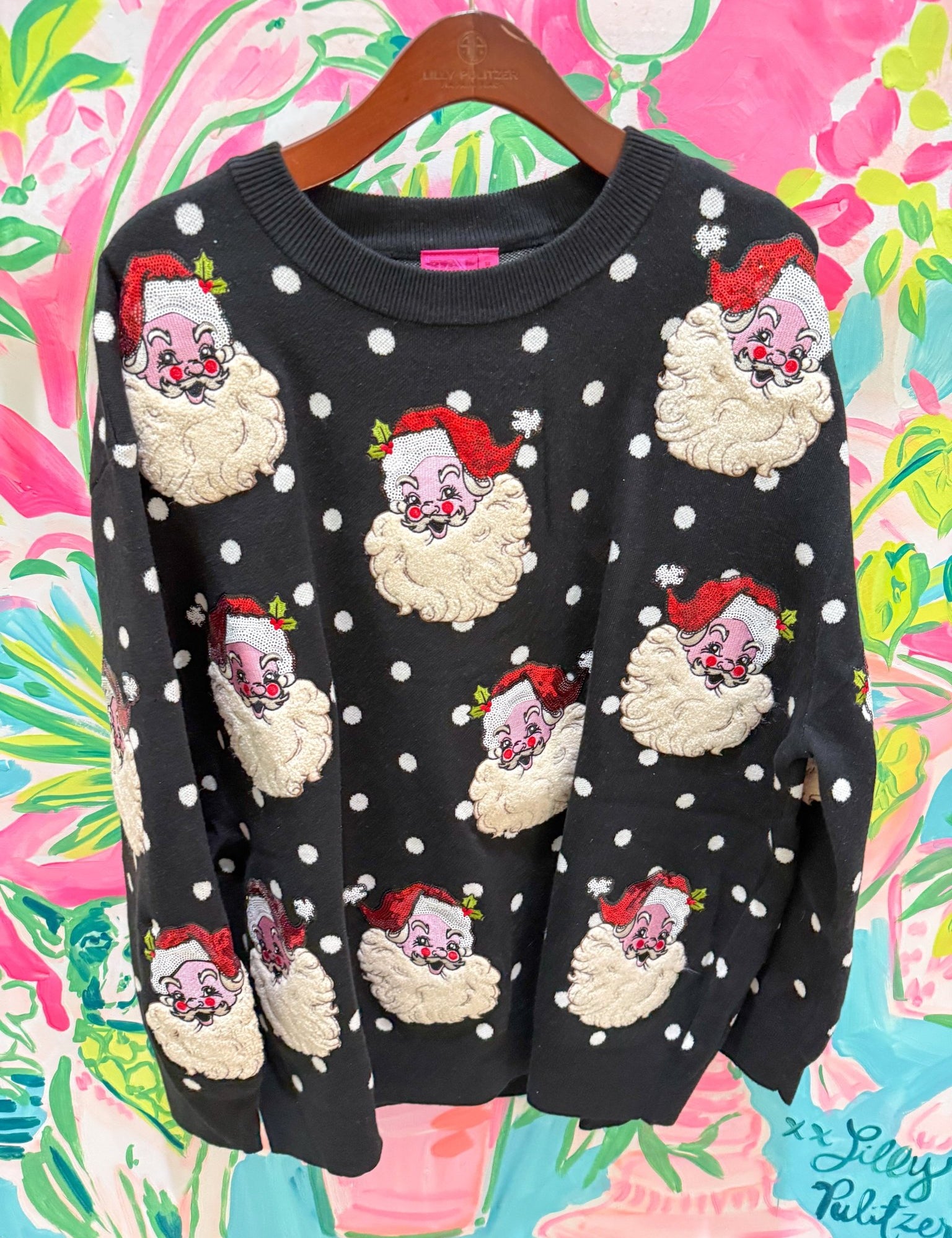 Black & White Polka Dot Scattered Santa SweaterQueen of SparklesThe Printed Peach Savannah