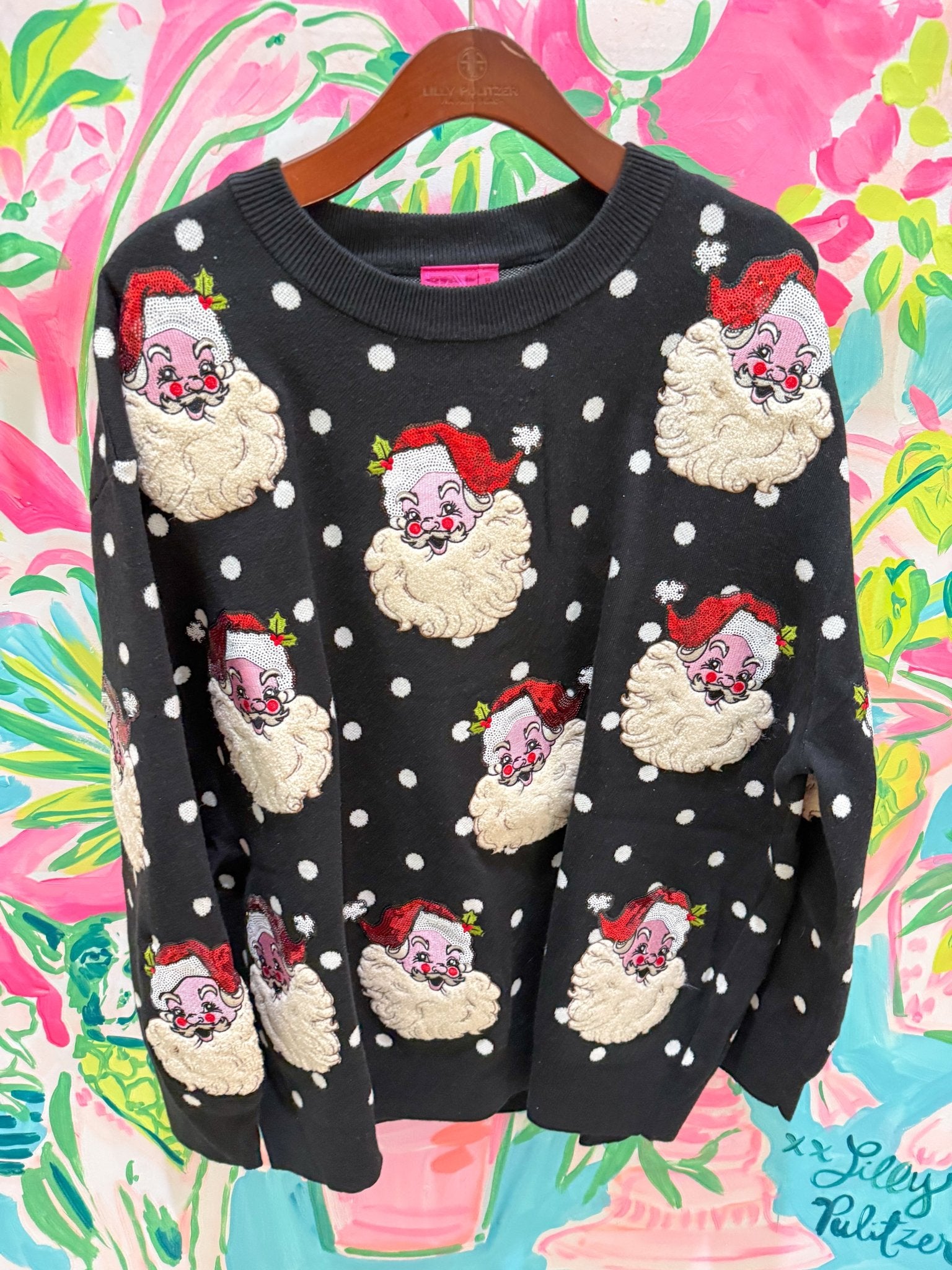 Black & White Polka Dot Scattered Santa SweaterQueen of SparklesThe Printed Peach Savannah