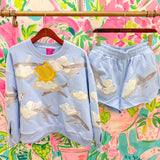 Blue Airplanes in Sky SweatshirtQueen of SparklesThe Printed Peach Savannah