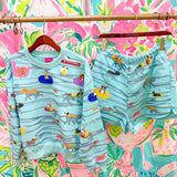Blue Dogs Swimming on Floats ShortQueen of SparklesThe Printed Peach Savannah