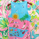 Blue & Pink Colorblock Pool Scene Tank DressQueen of SparklesThe Printed Peach Savannah