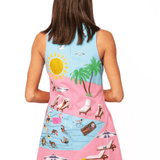 Blue & Pink Colorblock Pool Scene Tank DressWomen - Dresses - A-Line/Easy DressesQueen of SparklesThe Printed Peach Savannah