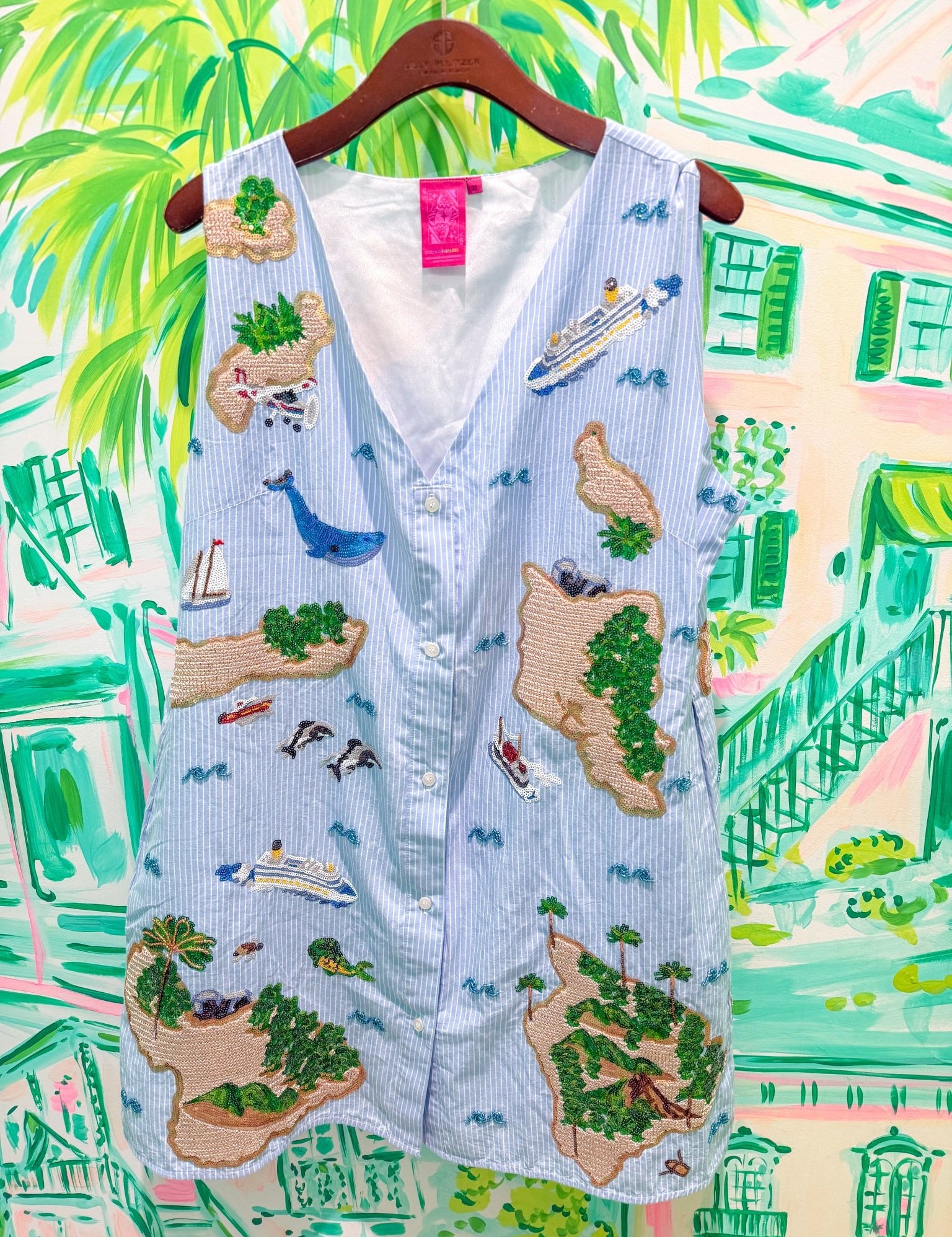 Blue & White Stripe Island Cotton Tank DressQueen of SparklesThe Printed Peach Savannah