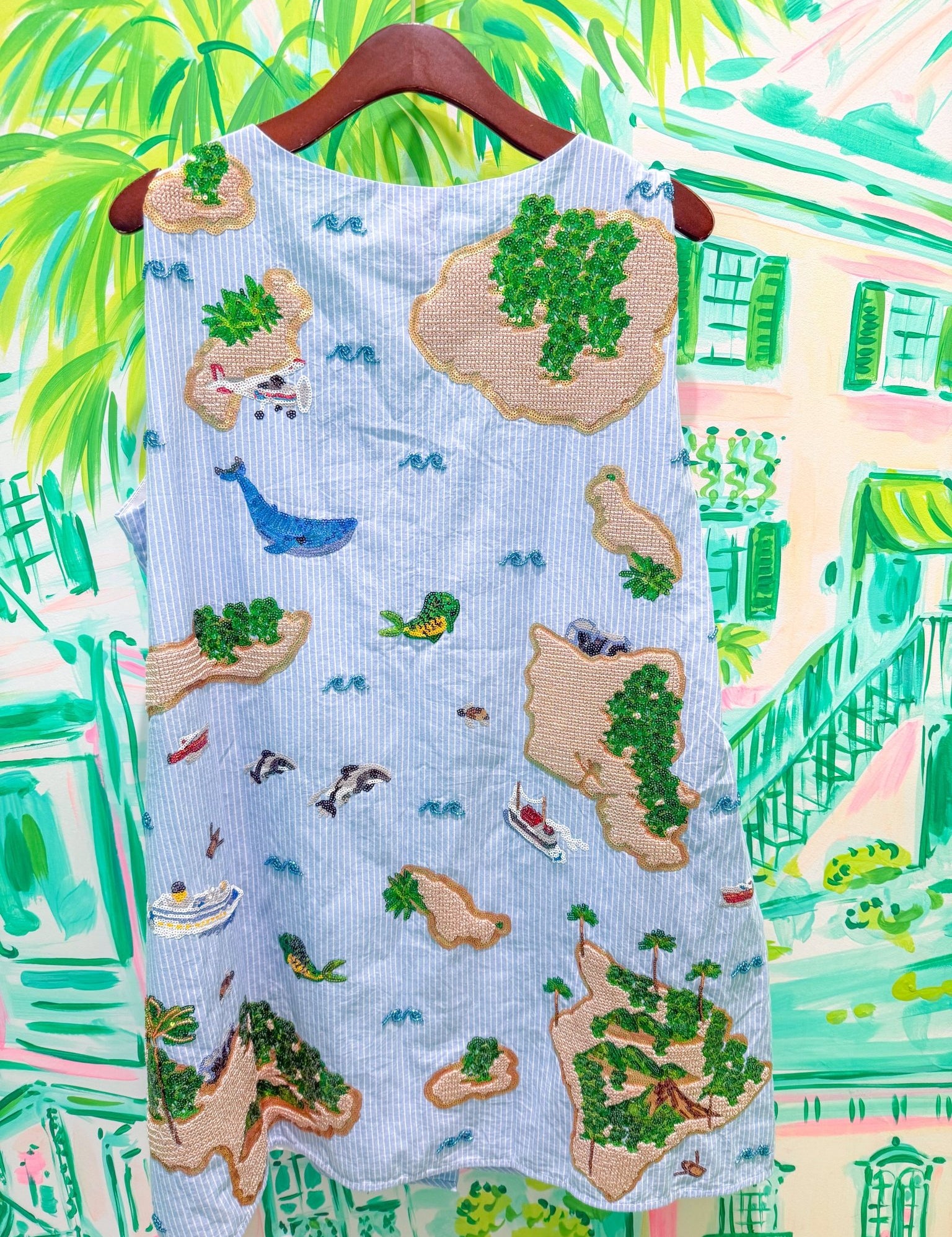 Blue & White Stripe Island Cotton Tank DressQueen of SparklesThe Printed Peach Savannah