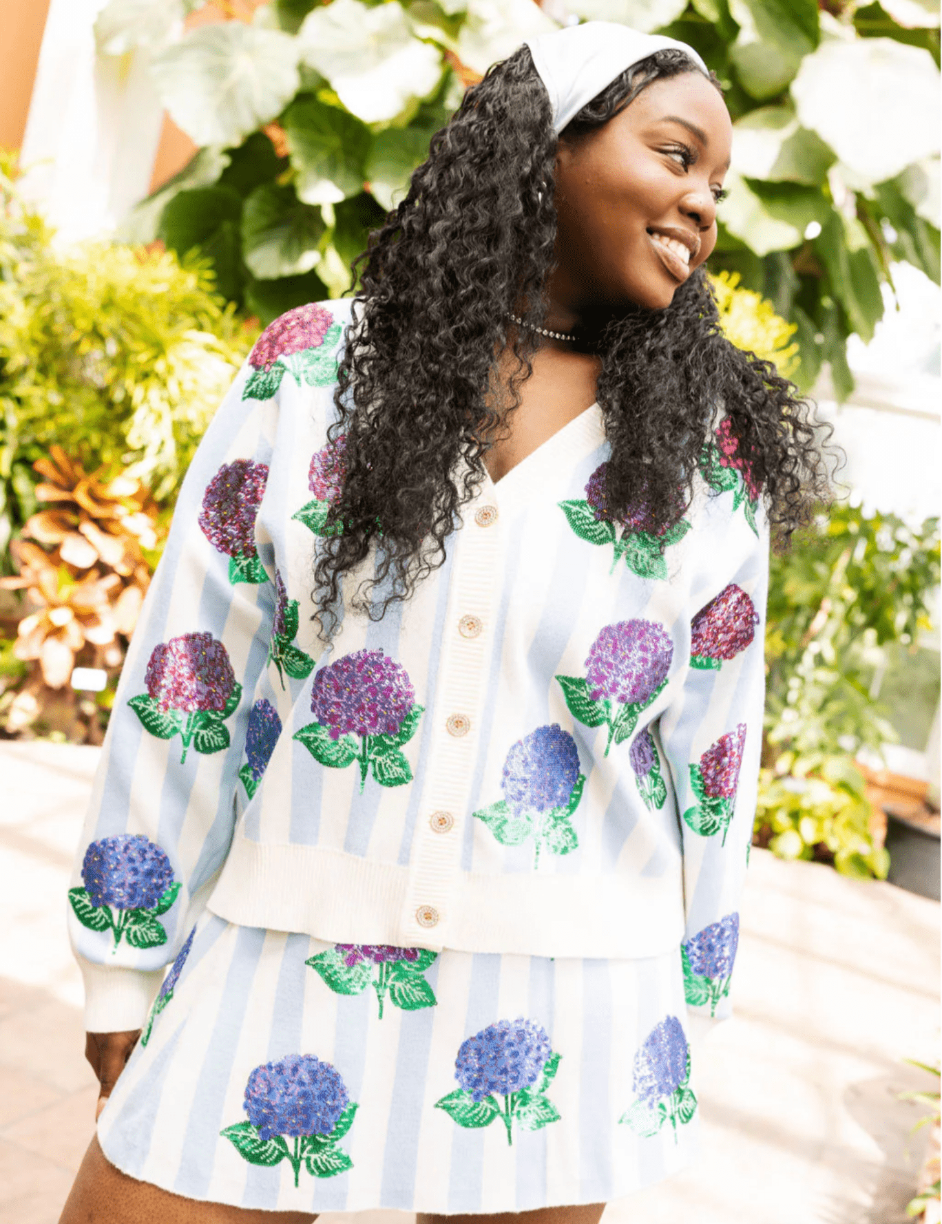 Blue & White Striped Hydrangea Cardigan and Skirt SetHeartland Retail ItemsQueen of SparklesThe Printed Peach Savannah