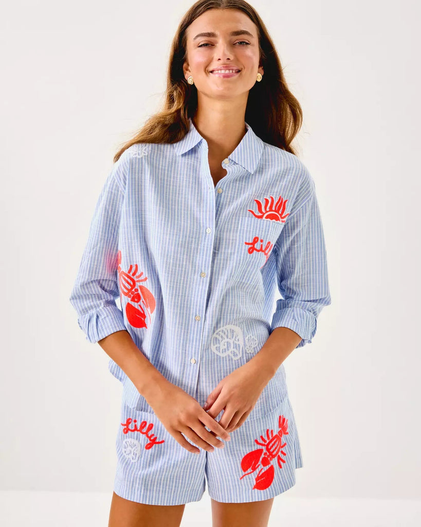 Bondi Button Down ShirtHeartland Retail ItemsLILLY PULITZERThe Printed Peach Savannah
