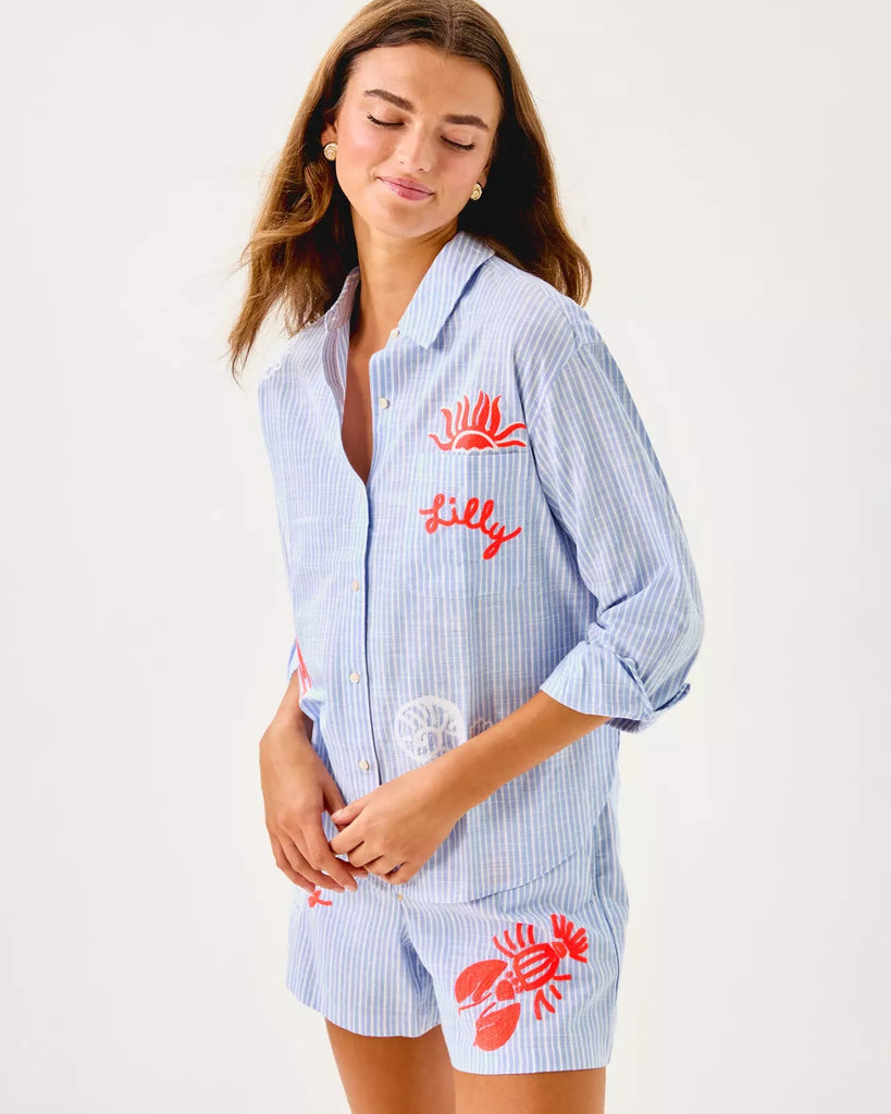 Bondi Button Down ShirtHeartland Retail ItemsLILLY PULITZERThe Printed Peach Savannah