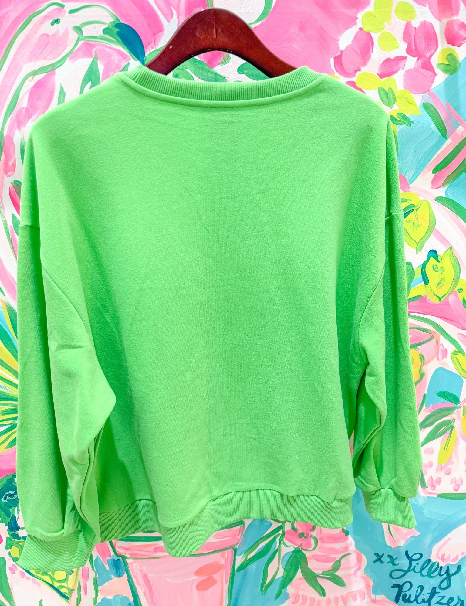 Bright Green Colorful Shopping Santa SweatshirtQueen of SparklesThe Printed Peach Savannah