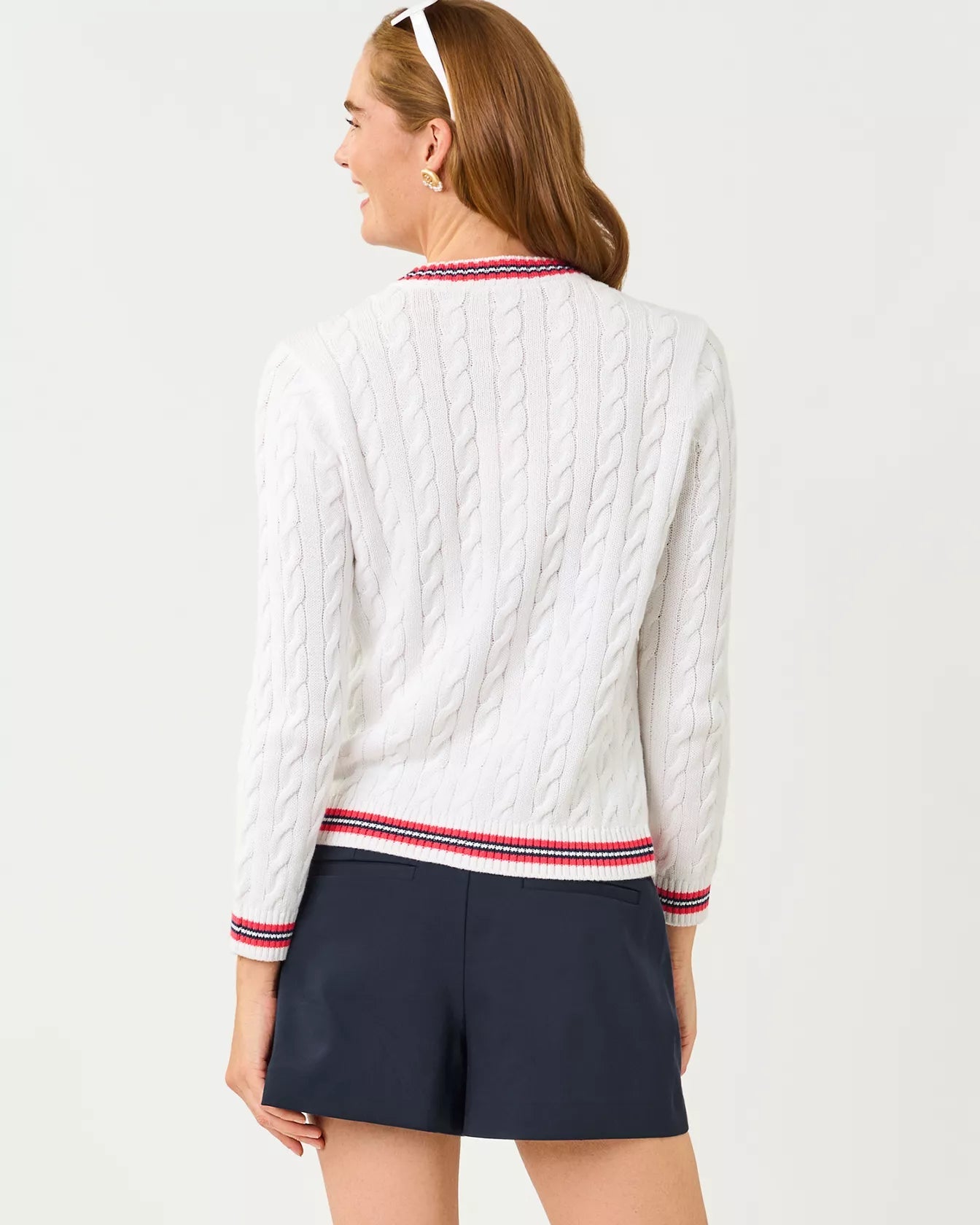 Brockton Crew Neck CardiganWomen - Sweaters & Cardigans - Cardigans & VestsLILLY PULITZERThe Printed Peach Savannah